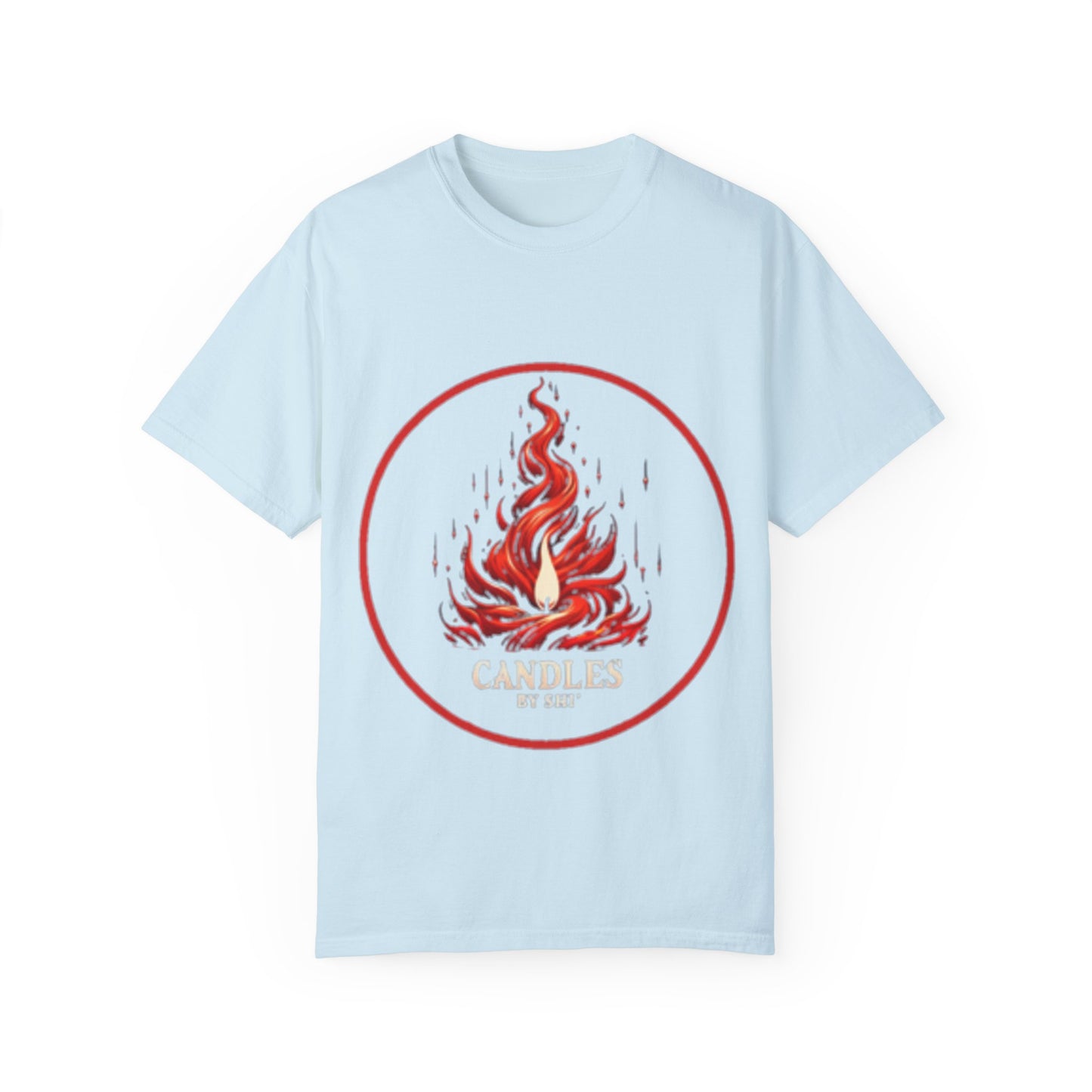 Unisex Garment-Dyed T-Shirt - 'Candles' Fire Design for Cozy Vibes