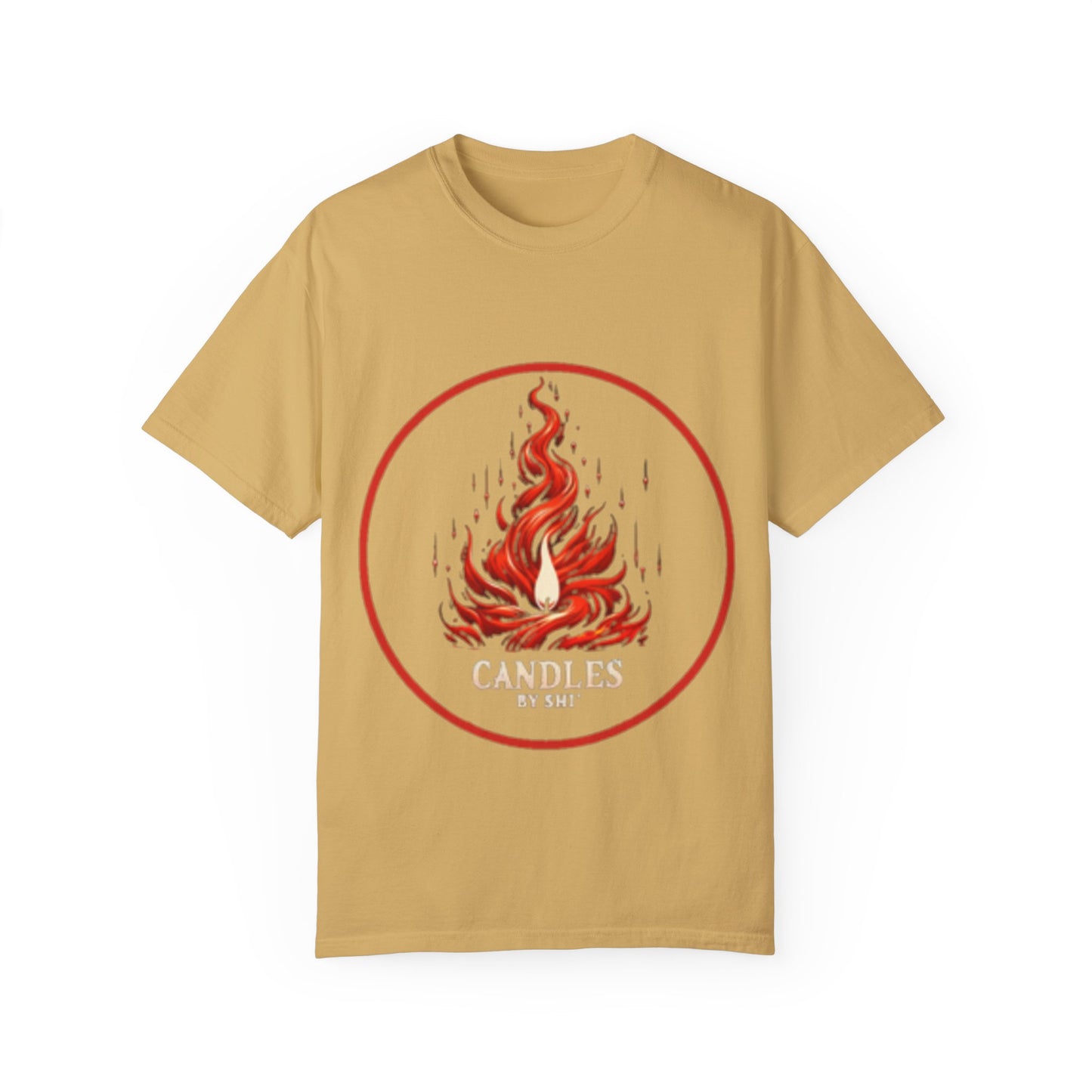 Unisex Garment-Dyed T-Shirt - 'Candles' Fire Design for Cozy Vibes