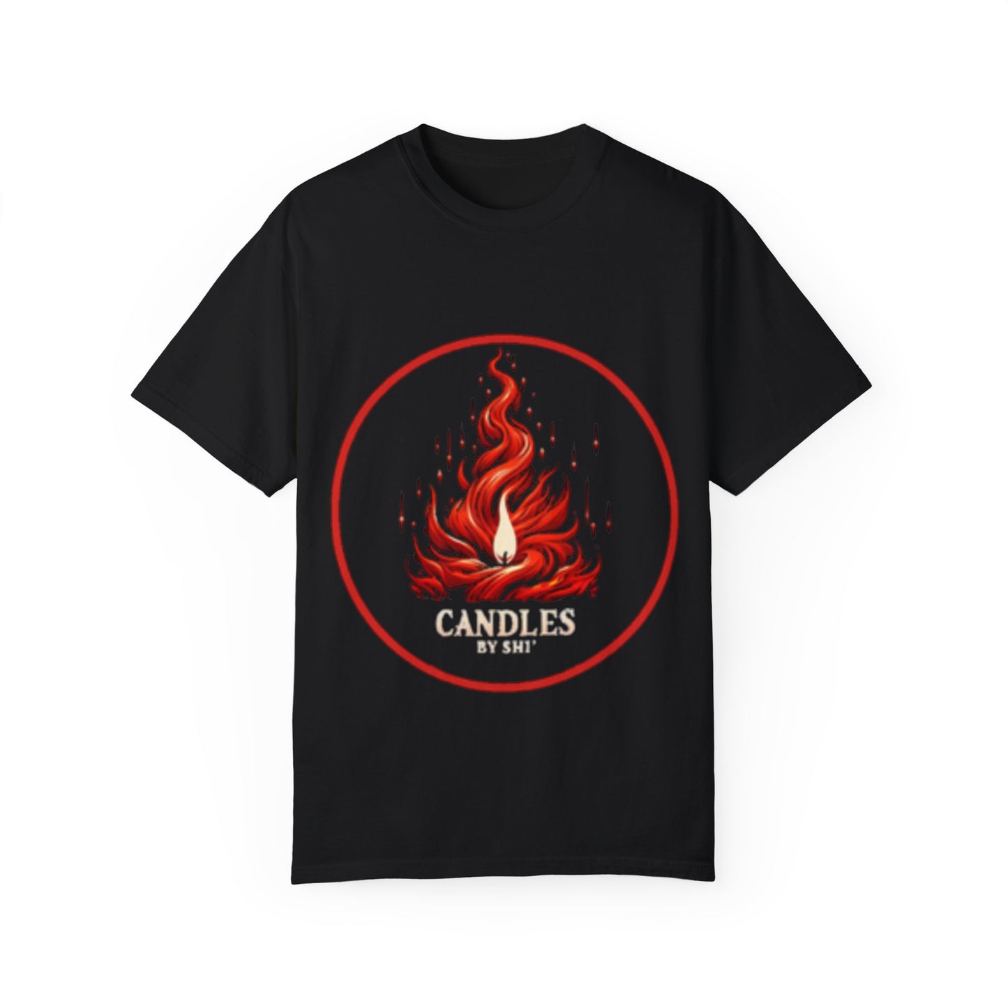 Unisex Garment-Dyed T-Shirt - 'Candles' Fire Design for Cozy Vibes