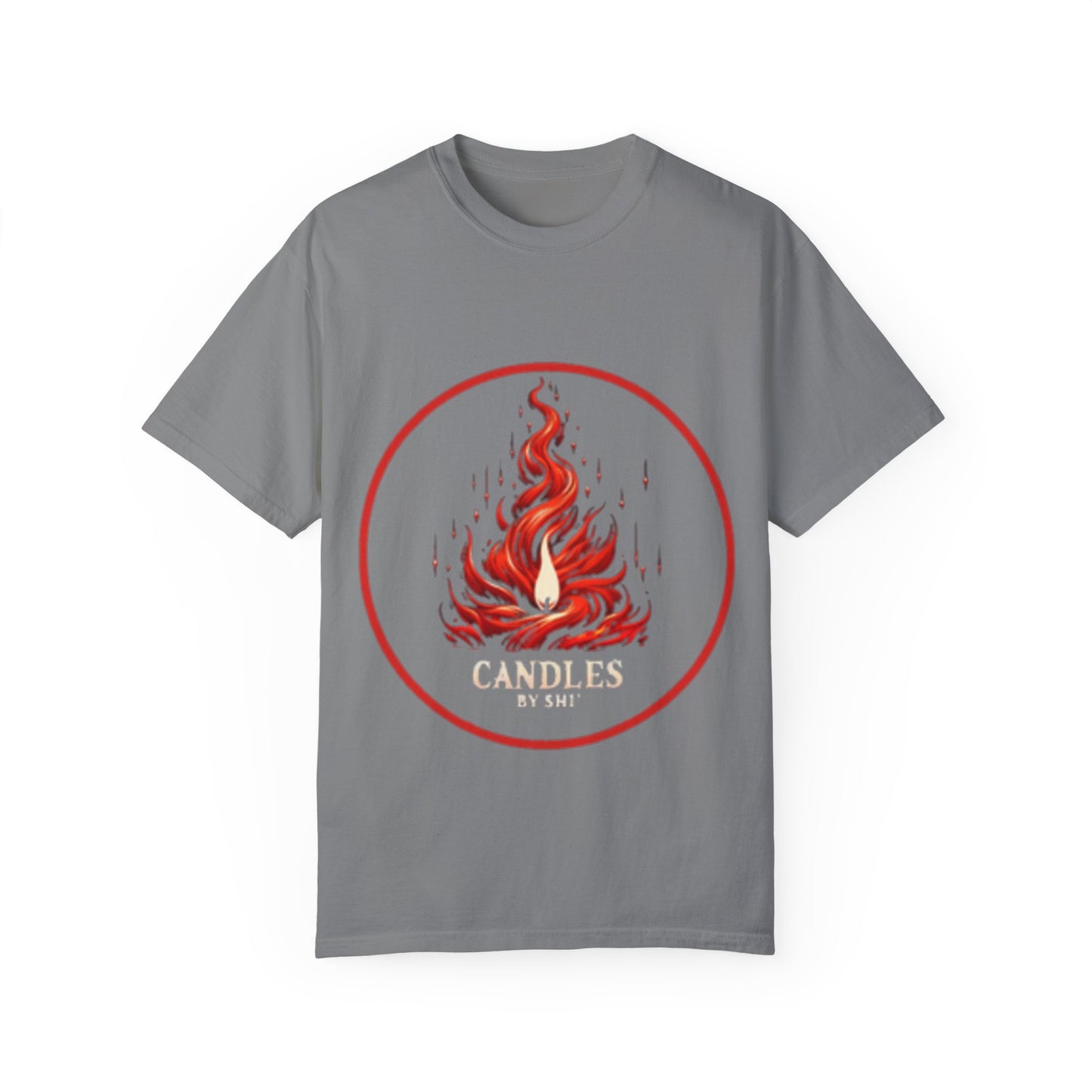 Unisex Garment-Dyed T-Shirt - 'Candles' Fire Design for Cozy Vibes
