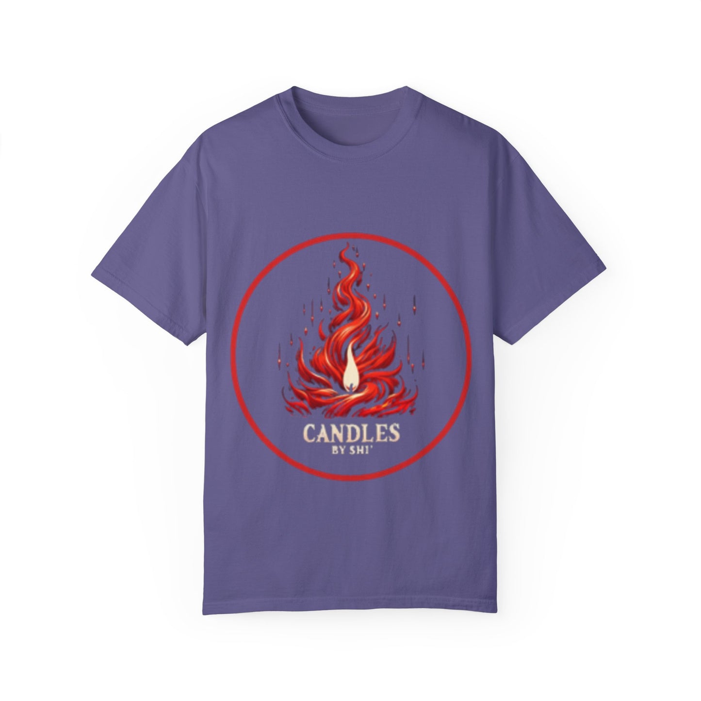 Unisex Garment-Dyed T-Shirt - 'Candles' Fire Design for Cozy Vibes