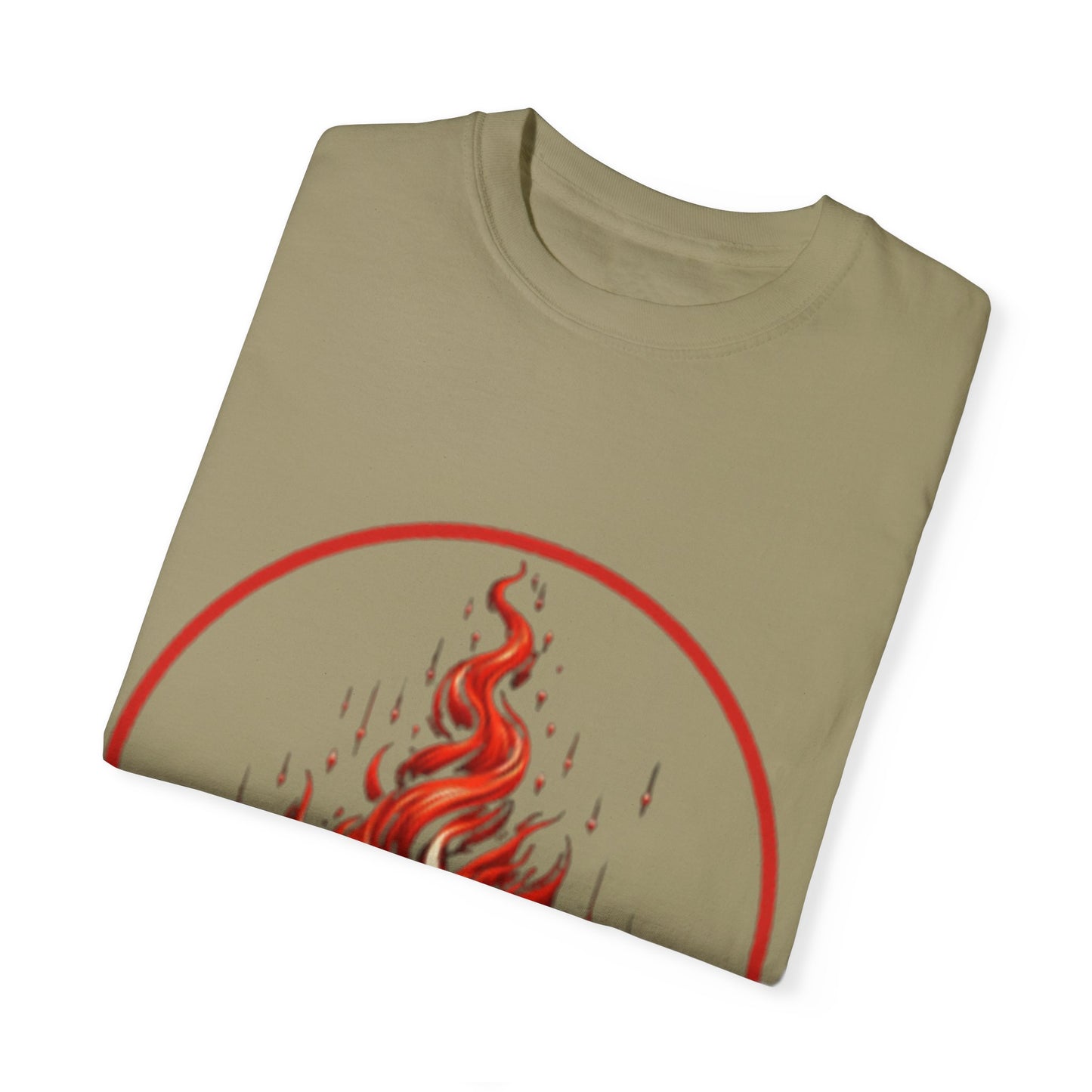 Unisex Garment-Dyed T-Shirt - 'Candles' Fire Design for Cozy Vibes