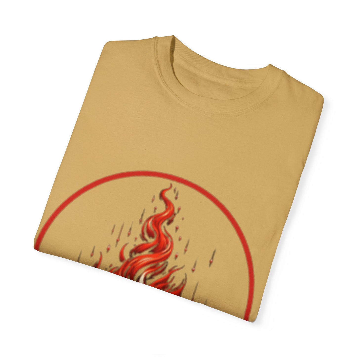 Unisex Garment-Dyed T-Shirt - 'Candles' Fire Design for Cozy Vibes