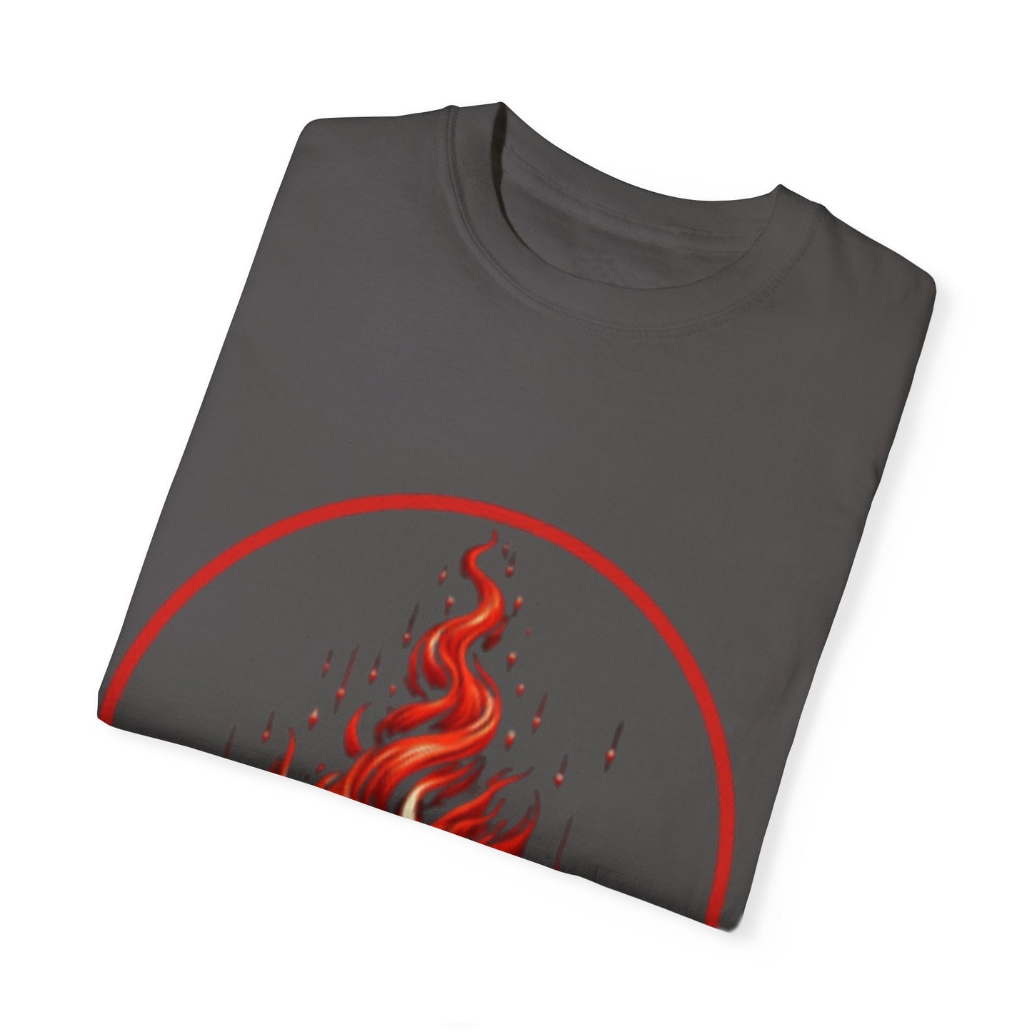 Unisex Garment-Dyed T-Shirt - 'Candles' Fire Design for Cozy Vibes