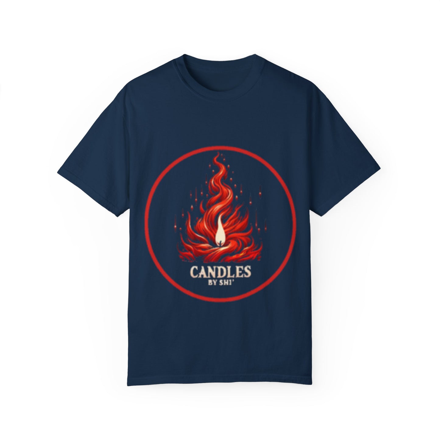 Unisex Garment-Dyed T-Shirt - 'Candles' Fire Design for Cozy Vibes