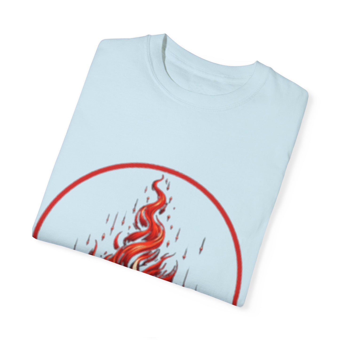 Unisex Garment-Dyed T-Shirt - 'Candles' Fire Design for Cozy Vibes
