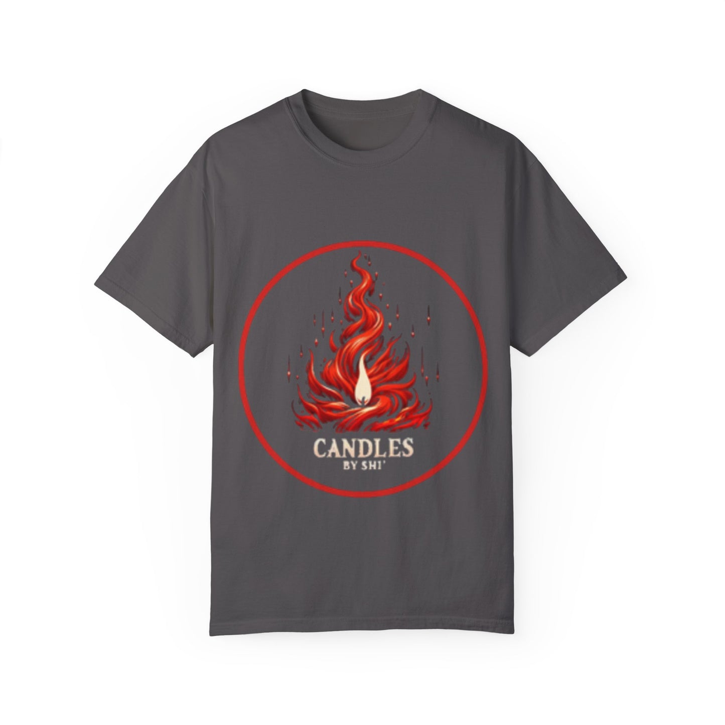 Unisex Garment-Dyed T-Shirt - 'Candles' Fire Design for Cozy Vibes