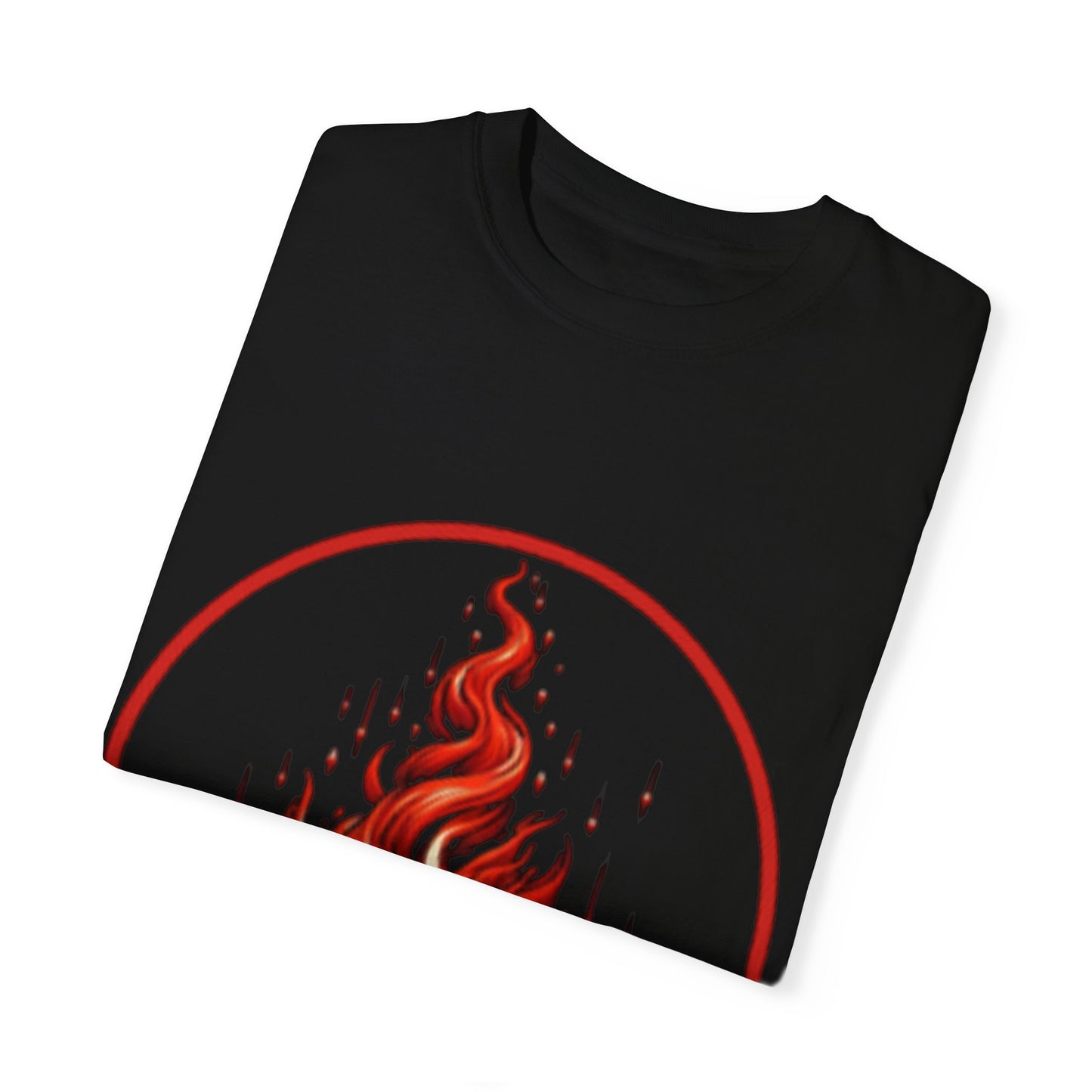 Unisex Garment-Dyed T-Shirt - 'Candles' Fire Design for Cozy Vibes