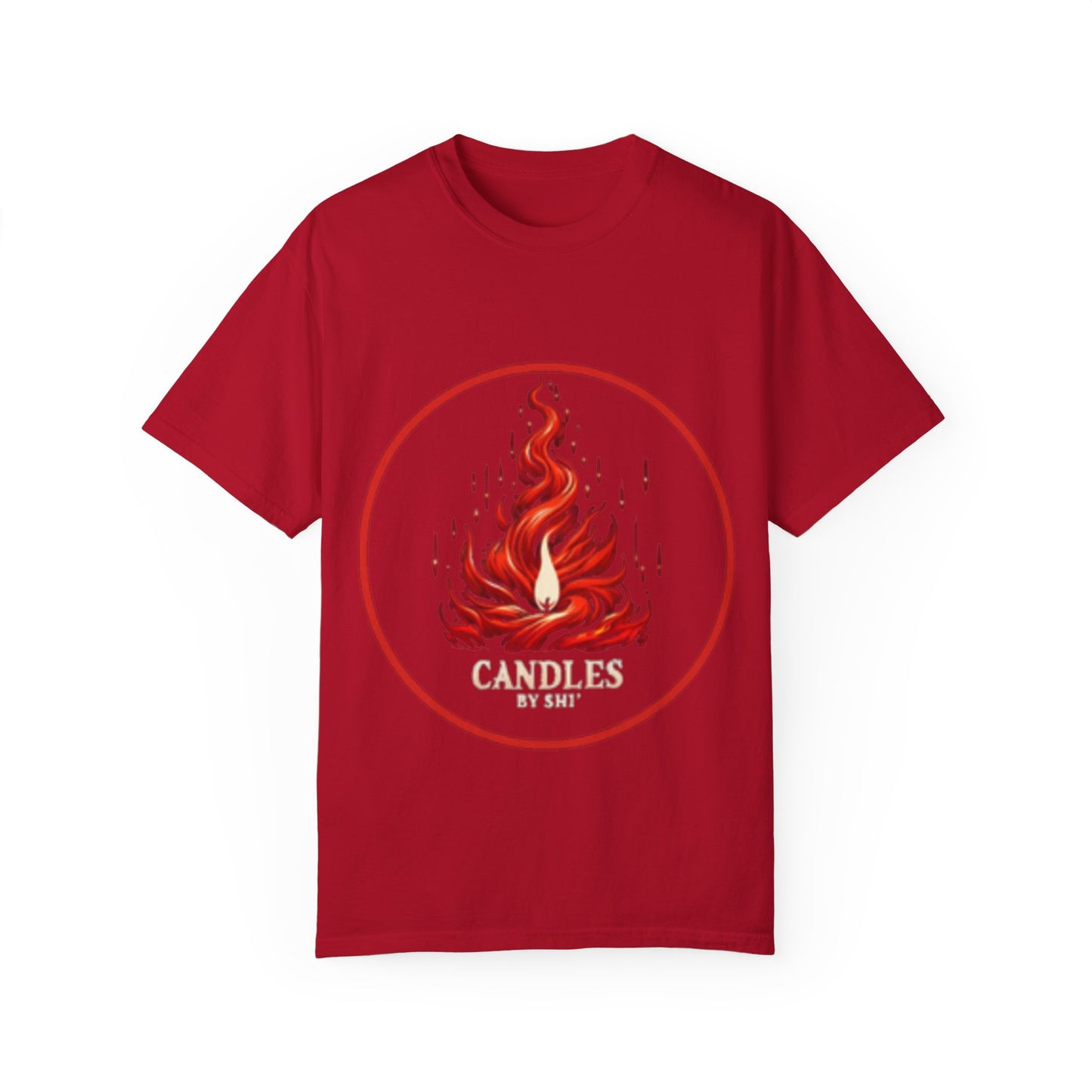 Unisex Garment-Dyed T-Shirt - 'Candles' Fire Design for Cozy Vibes