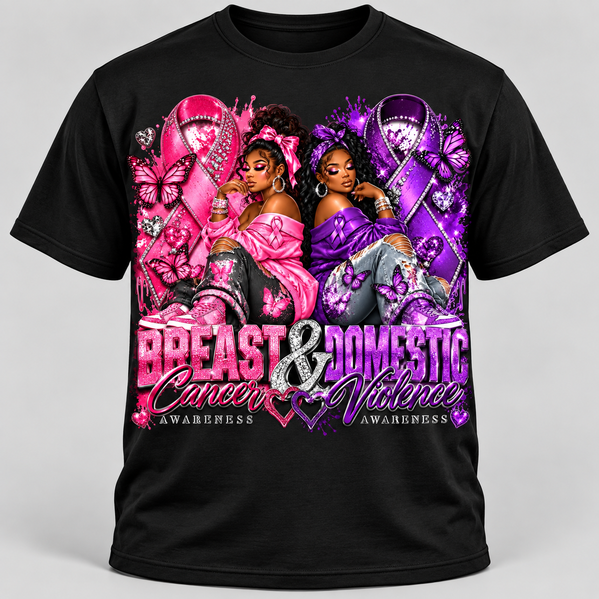 Breast Cancer and Domestic Violence awareness tshirt
