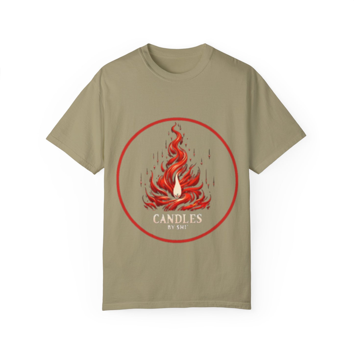 Unisex Garment-Dyed T-Shirt - 'Candles' Fire Design for Cozy Vibes