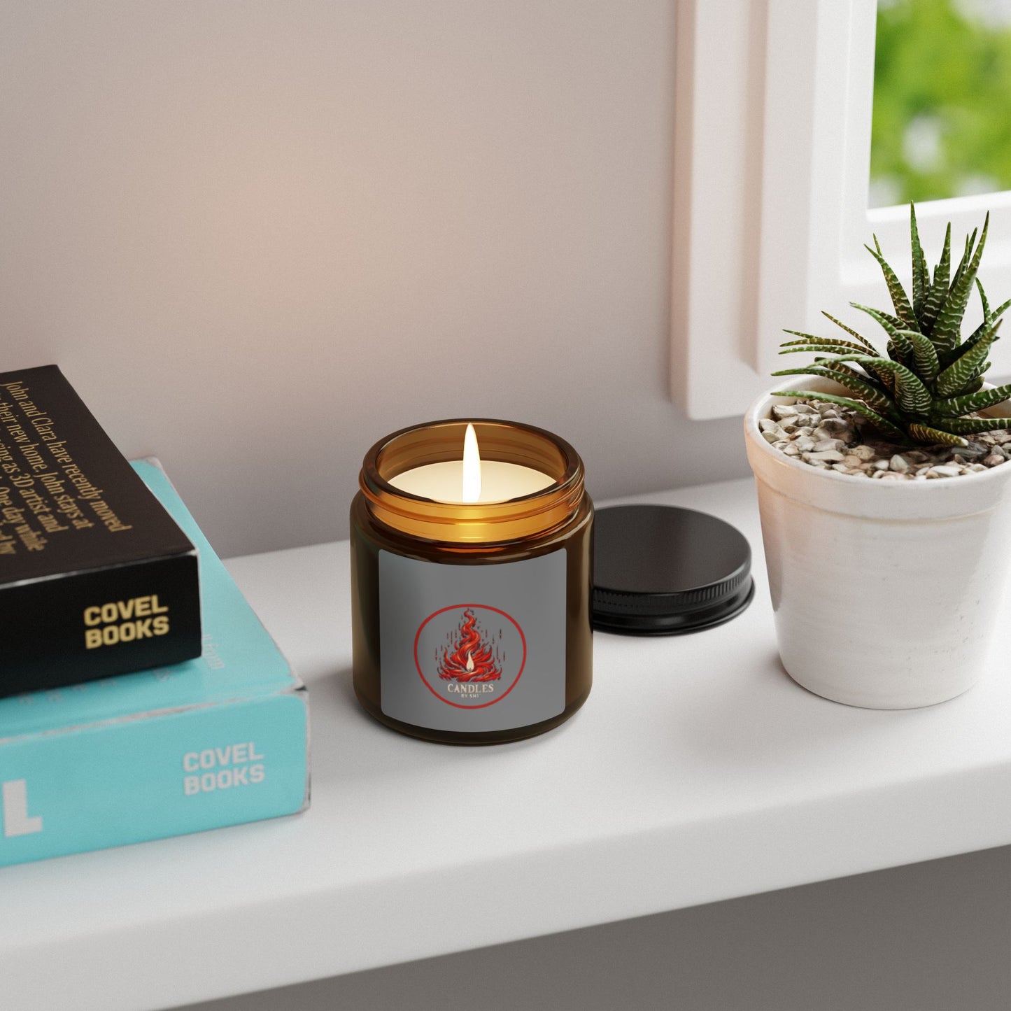 Candlelit Comfort: Scented Soy Candle in Amber Jar